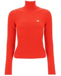 Casablancabrand - Ribbed High Neck Wool Sweater - Lyst
