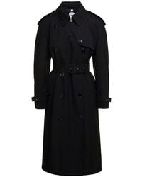 Burberry - Black Cotton Trench Coat - Lyst