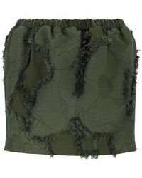 スカート GUCCI MINI FOREST GREEN SKIRT IN FLORAL JACQUARD GUCCI Mini forest green skirt in floral jacquard | TheDoubleF