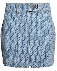 Rabanne - Monogram-pattern High Waist Denim Mini Skirt - Lyst
