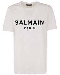 Balmain Ss Flock T-shirt W/o Button - White