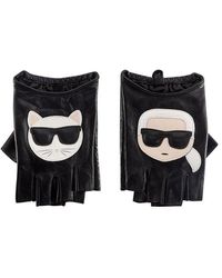 Karl Lagerfeld K/ikonik Fingerless Gloves - Black