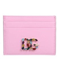 Dolce & Gabbana Leather Card Holder With Logo - Pink