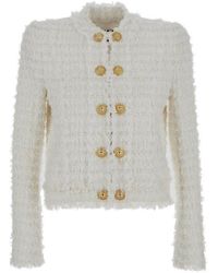 Balmain - Fringed Tweed Jacket - Lyst