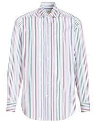 Etro - Striped Collared Long-sleeve Shirt - Lyst