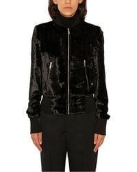 SAPIO - Zipped Velvet Bomber Jacket - Lyst