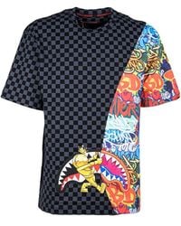 Sprayground - Graffiti Printed Checked Crewneck T-Shirt - Lyst