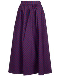 Tory Burch High-waist Striped Maxi Skirt - Purple