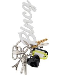 Balenciaga - Metallic Keyring With Heart Charm And Logo Charm - Lyst
