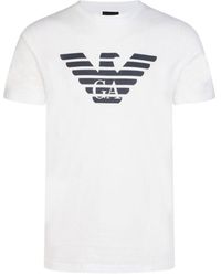 Emporio Armani Pima Jersey T-shirt With Logo Print - White