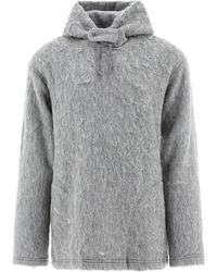 Engineered Garments Textured Drawstring Knitted Hoodie - Gray