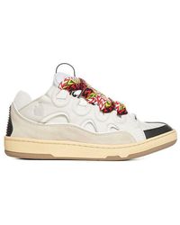 Lanvin Curb Round Toe Lace-up Sneakers - White