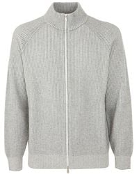 Brunello Cucinelli - Long Sleeves Cardigan With Zip - Lyst