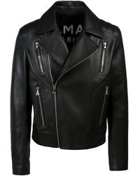 Balmain Zip-up Long-sleeved Biker Jacket - Black