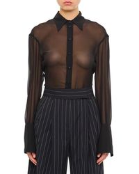 The Attico - Lily Georgette Fitted Shirt - Lyst