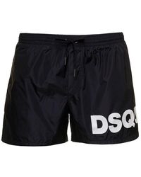 DSquared² - Swim Trunks With Logo Print In Polyammide - Lyst