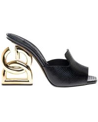 Dolce & Gabbana Dg Heel Slip-on Sandals - Black