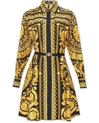 Versace - Heritage Baroque-printed Belted Mini Dress - Lyst