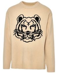 KENZO - Beige Wool Tiger Sweater - Lyst