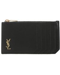 Saint Laurent - Tiny Monogramme Zip Card Holder - Lyst