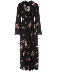 Twin Set - Floral Print Tie-waisted Midi Dress - Lyst