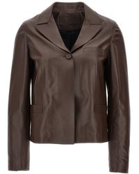 Lanvin - Single-breasted Leather Blazer Jackets - Lyst
