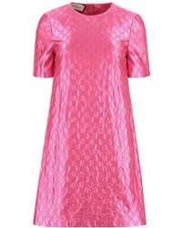 Gucci - GG-embroidered Monogram Shift Dress - Lyst