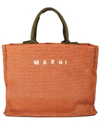 Marni - Logo Embroidered Woven Large Tote Bag - Lyst