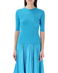 Lanvin - Short-sleeved Knitted Top - Lyst
