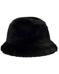 Stand Studio - 'vera' Black Hat With Low Brim In Faux Fur Woman - Lyst