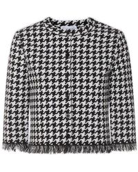 McQueen - Houndstooth Frayed-Edge Cardigan - Lyst