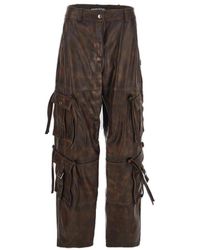 ANDREA ADAMO - Mid-rise Cargo Faded Leather Pants - Lyst