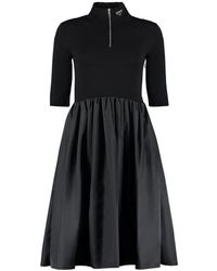 Prada Midi Dress With Flared Hem - Black