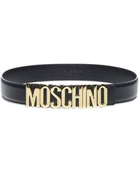 moschino thick leather logo belt