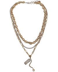 Alexander McQueen Logo Engraved Triple Chained Necklace - Metallic
