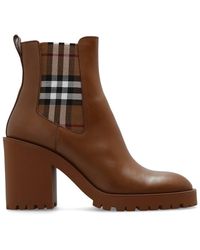 Burberry - Allostock Checked Leather Boots - Lyst