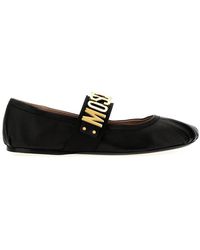 Moschino - Logo Leather Ballet Flats Flat Shoes - Lyst