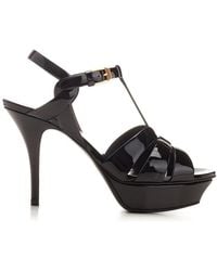 Saint Laurent - Tribute 75 Patent Platform Sandal - Lyst