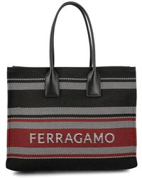 Ferragamo - Signature Large Leather-trim Tote - Lyst