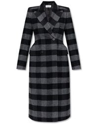 Balenciaga - Hourglass Check-wool Double-breasted Coat - Lyst