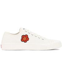 KENZO - Flower Embroidered Lace-Up Sneakers - Lyst