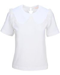 See By Chloé - Lace-trim Collar T-shirt - Lyst