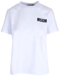 MSGM - Logo Printed Crewneck T-shirt - Lyst