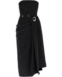 Prada Sleeveless Draped Buckle Midi Dress - Black