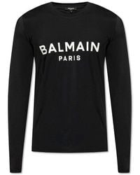 Balmain - Logo Printed Sleeved Swim Top - Lyst
