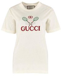 Gucci Logo Embroidered Crewneck T-shirt - White