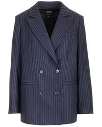 A.P.C. - Double-Breasted Striped Blazer - Lyst