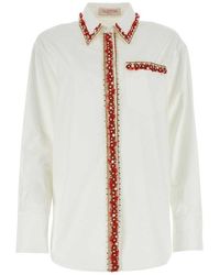 Valentino - Embellished Long-sleeved Shirt - Lyst