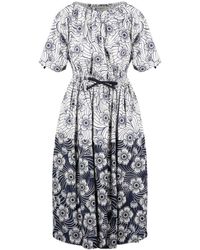 Moncler - Floral Print Flared Midi Dress - Lyst