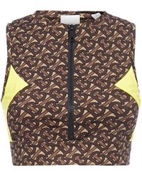 Burberry Colour-block Monogram Print Cropped Top - Brown